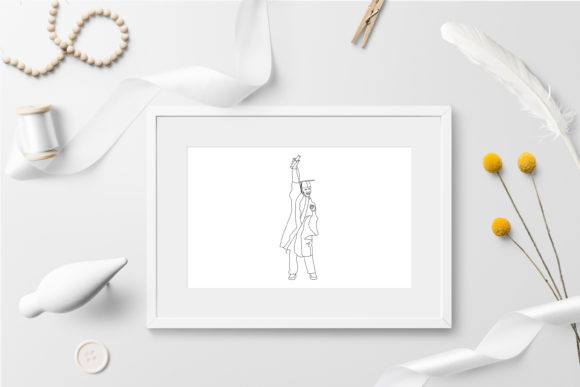 Abstract Line Drawing Graduates Boy