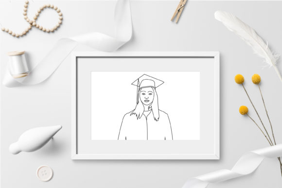 Abstract Line Drawing Graduates Girl Graphics and Illustrations