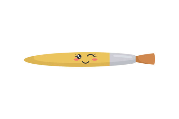 Back to School Brush Kawaii Vector Graphics