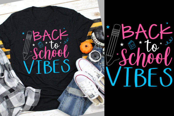 Back to School Vibes T-Shirt Design: Graphics for Print Templates