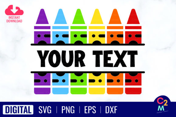 Crayon Split Monogram Svg Back to School Graphics