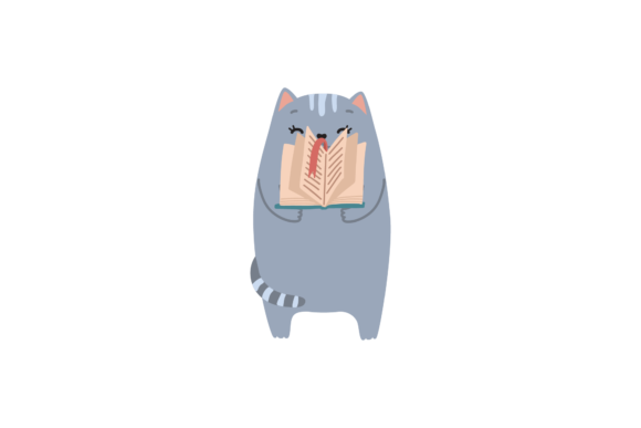 School Happy Cat Graphics and Illustrations for Crafters