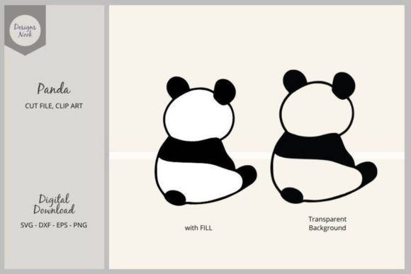 Sitting Panda Back Graphics and Illustrations